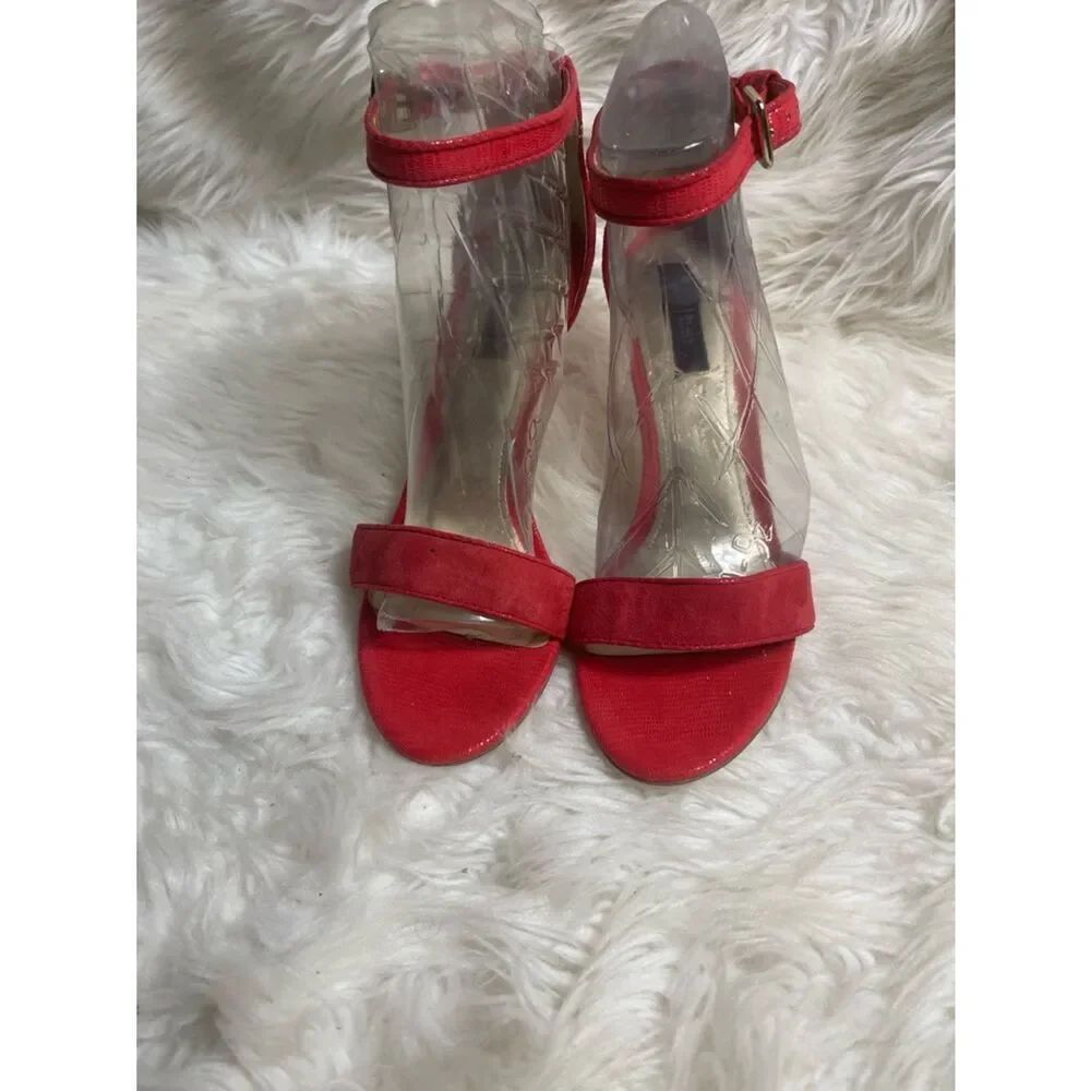 White House Black Market leader suede Red Ankle-Strap SandalsSZ9.5
